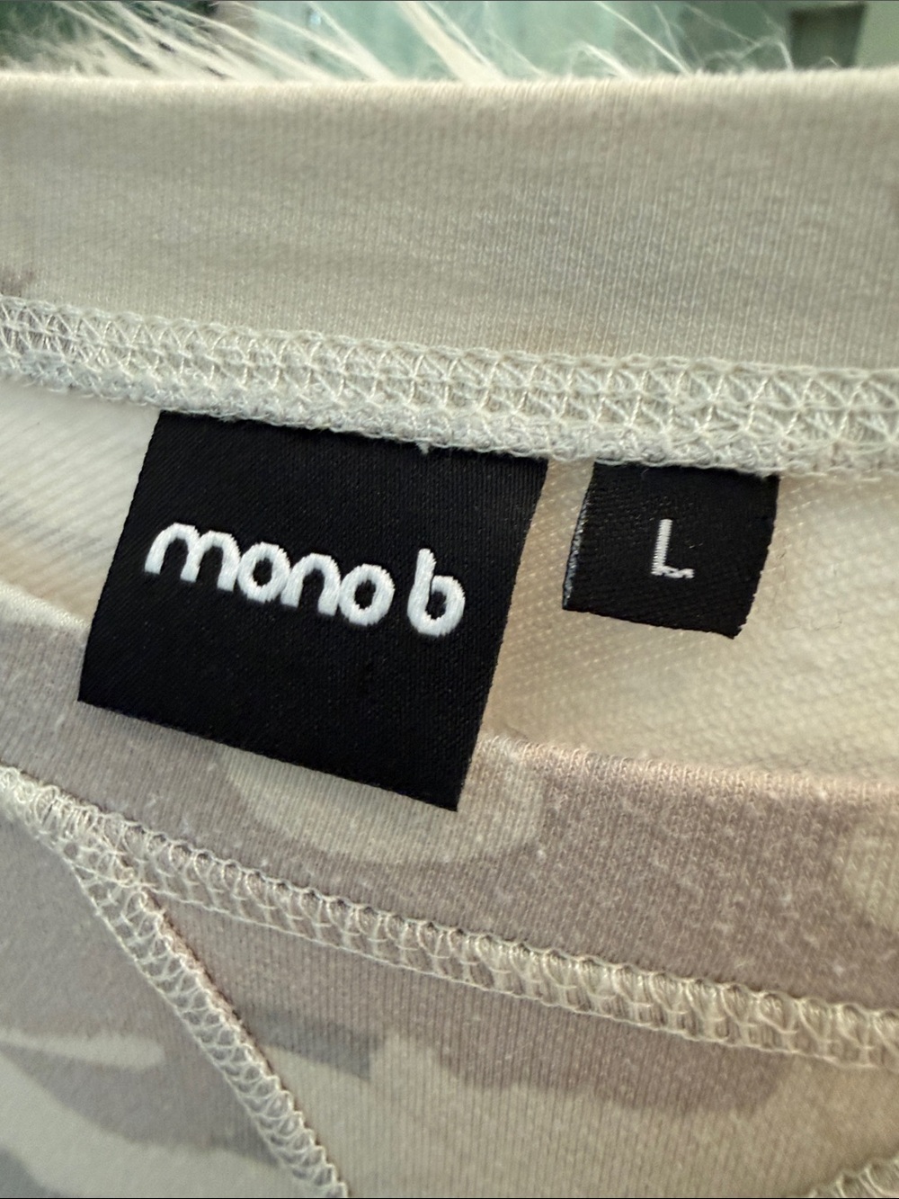 Mono B Beige & Gray Camo Crewneck Top - Picture 5 of 6